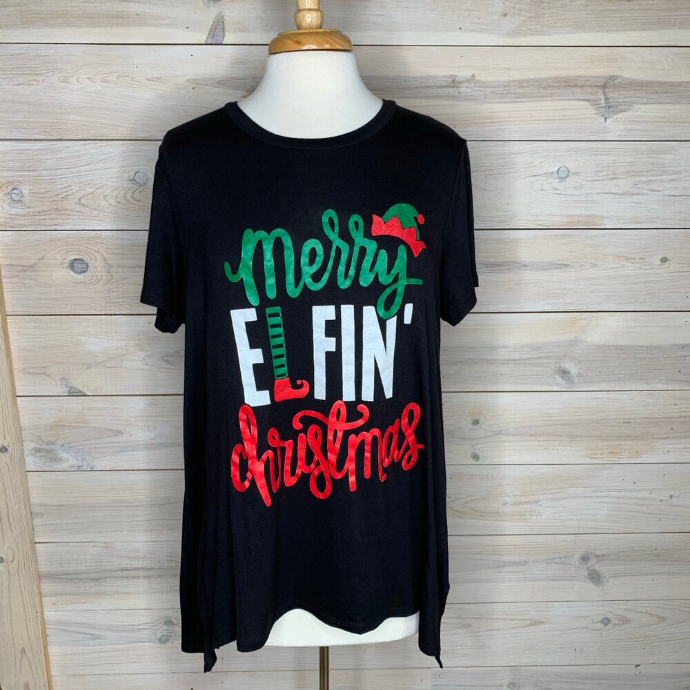 Christmas T-shirt Black “Merry Elfin Christmas” Tshirt